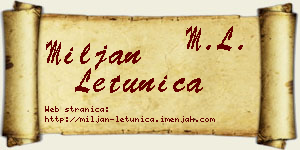 Miljan Letunica vizit kartica